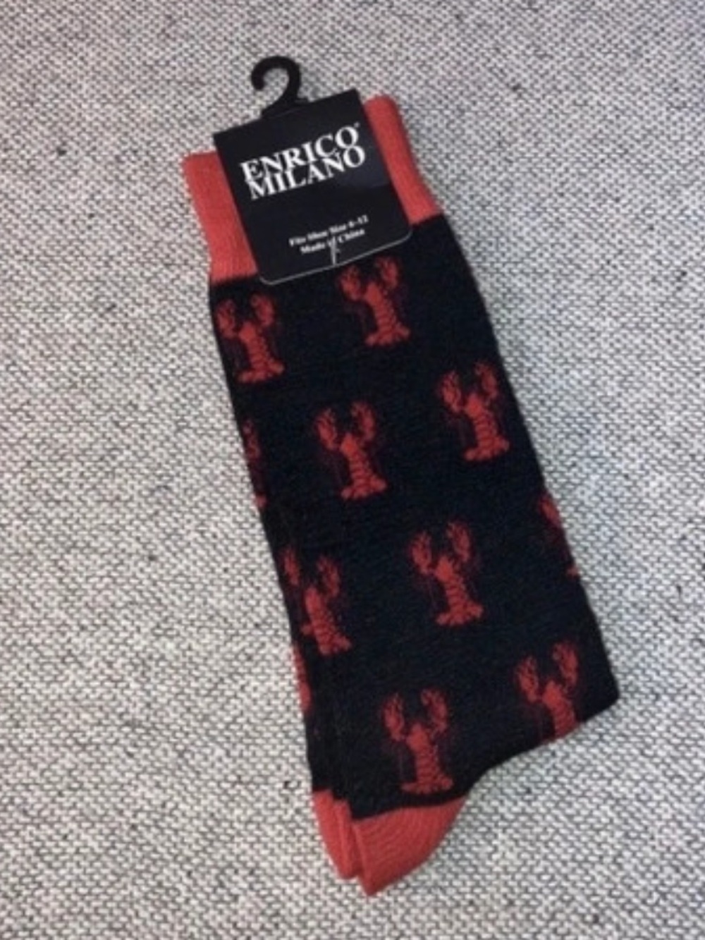 Men’s Lobster Food Seafood Black & Red Novelty Crew Casual Socks Size 10-13 New